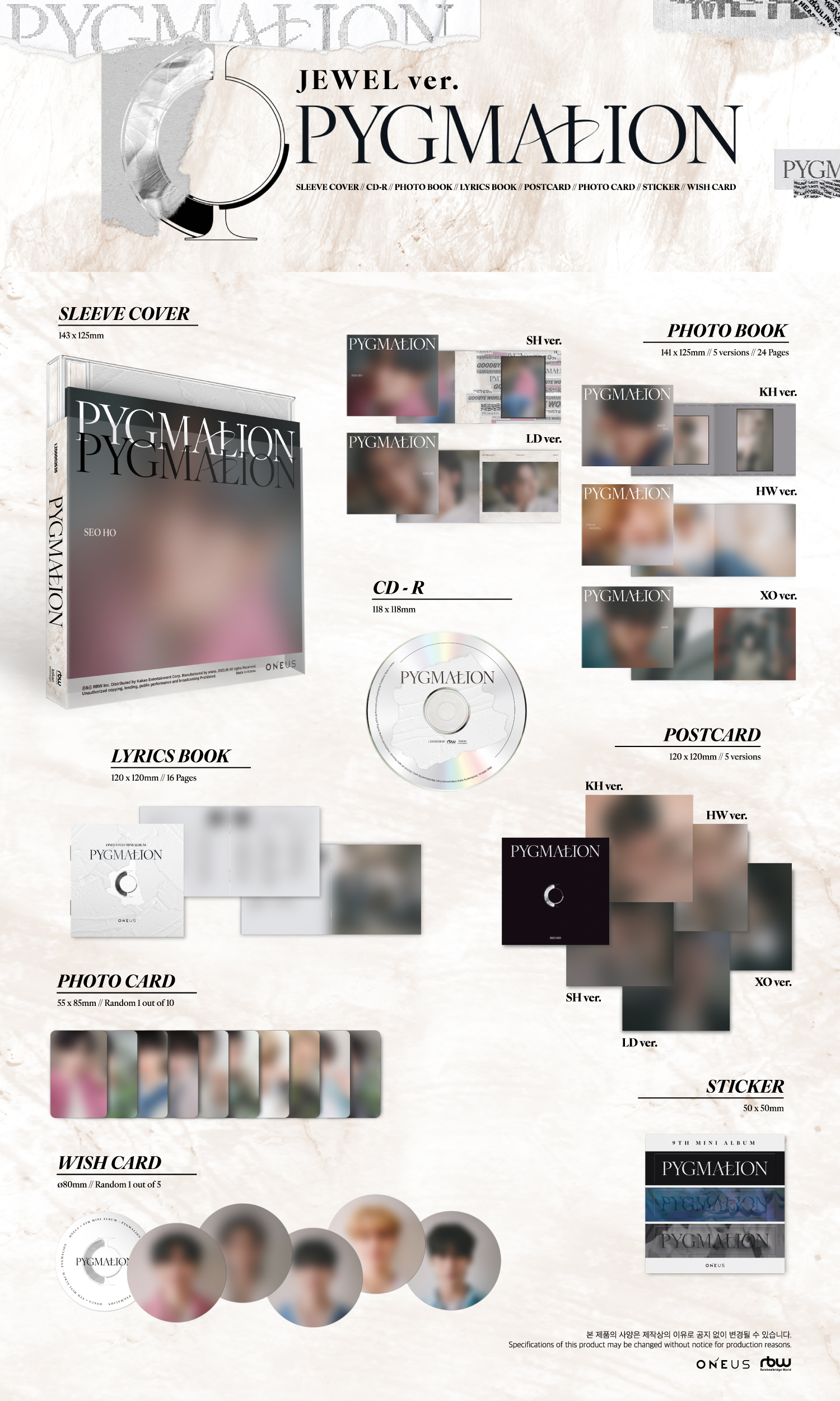 ONEUS 9th Mini Album [PYGMALION] (JEWEL ver.) (5 Versions SET 